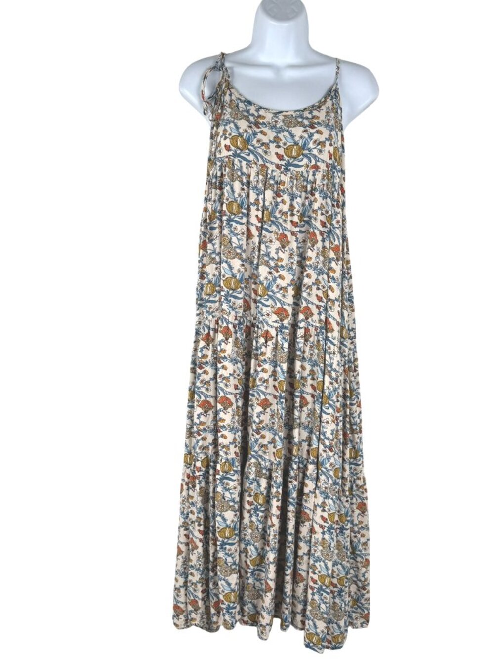 Natural Life Dress Womens Large Floral Sleeveless Tiered Boho DR-1956
